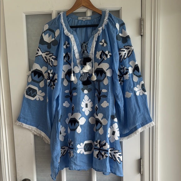 Eleven March 11 Dress 100% Linen XS 
Pullover Mini Boho Travel Pockets - Picture 7 of 14